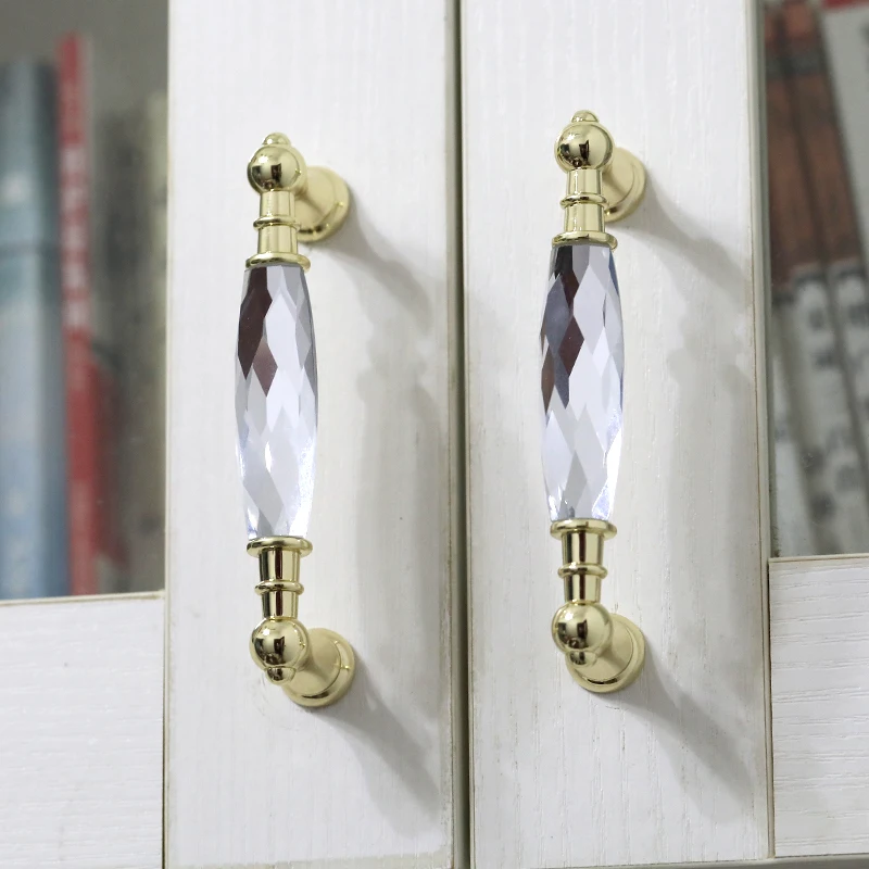 96 128 мм современная мода Роскошный прозрачный Кристальный Золотой кухонный шкаф