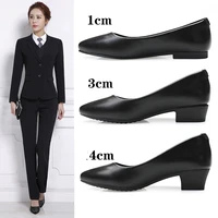 black work shoes womens long standing small leather autumn and winter comfortable soft sole antiskid work womenshoes