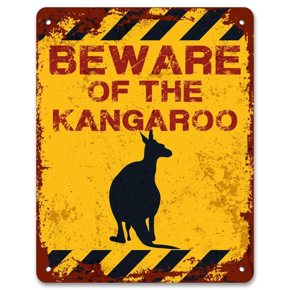 

Beware Of The Kangaroo | Vintage Metal Garden Yard Warning Sign | Caution Sign (Visit Our Store, More Products!!!)