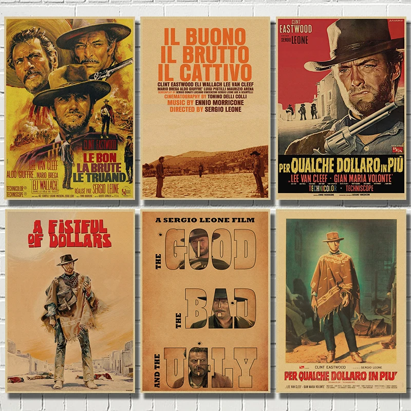 

The Good, the Bad and the Ugly Classic Movie Kraft Paper Poster Bar Cafe Living Room Dining room Wall Decorative Paintings