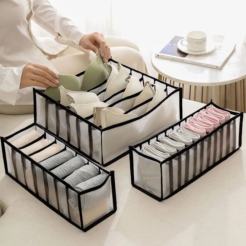 

Closet Organizer Storage Box Foldable Underwear Organizers Storage Dividers Drawer Organizer Socks 6 7 11 Grids Box for Clothes