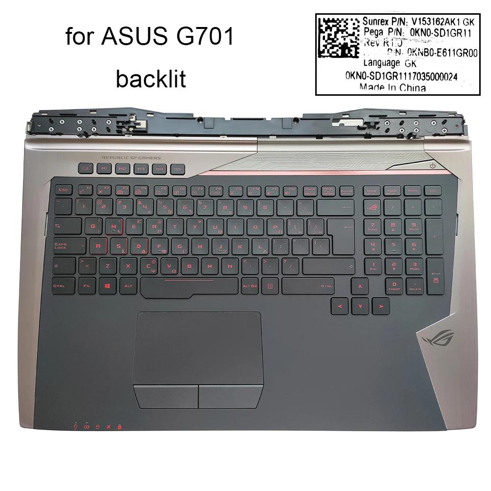 

Greece touchpad keyboard backlit for Asus ROG G701 G701V G701VI G701VO G701VIK GX700V GK Greek laptop keyboards 90NB0E61-R31GR0