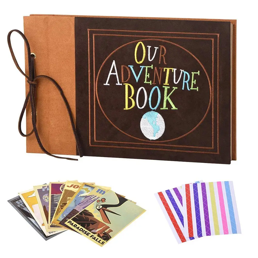 

Our Adventure Book, Suede Hardcover Scrapbook with Pixar Up Themed Postcards, Wedding Photo Album, 29 x 19cm, 80 Pages