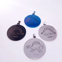 lucky geometry stainless steel chinese animal zodiac sign pendant necklace ancient creatures dinosaurs men women gift jewelry
