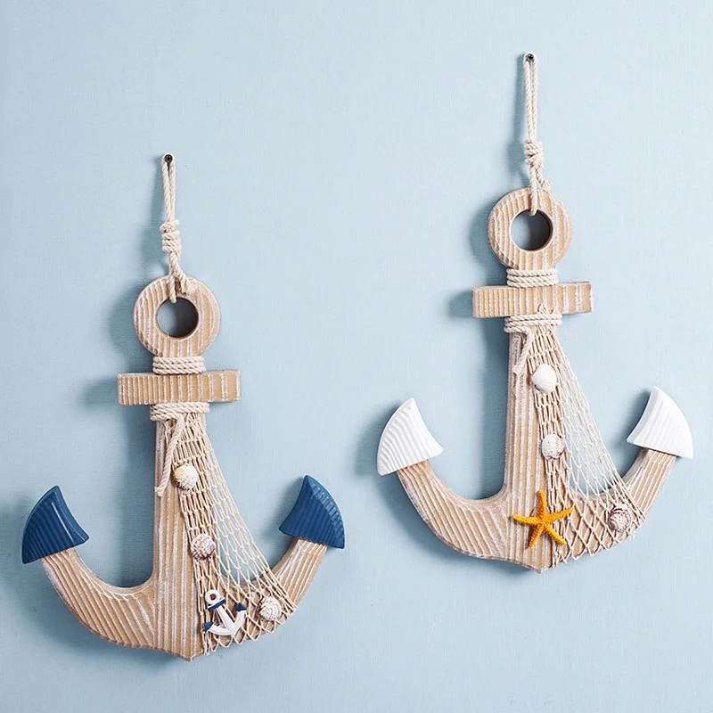 38cm Home Hanging Decoration Driftwood Boat Anchor Pendant Mediterranean Style Living Room Wall Display Drop Ornament | Дом и сад