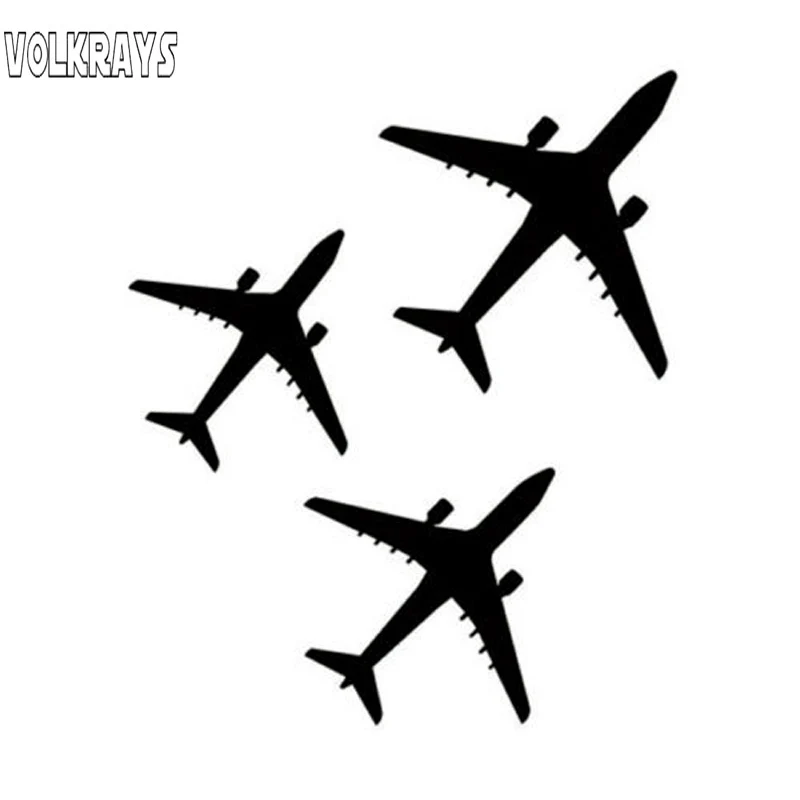 

Volkrays Creative Car Sticker Three Airplanes Plane Motorcycle Accessories Reflective Vinyl Decal Black/Silver,16cm*13cm