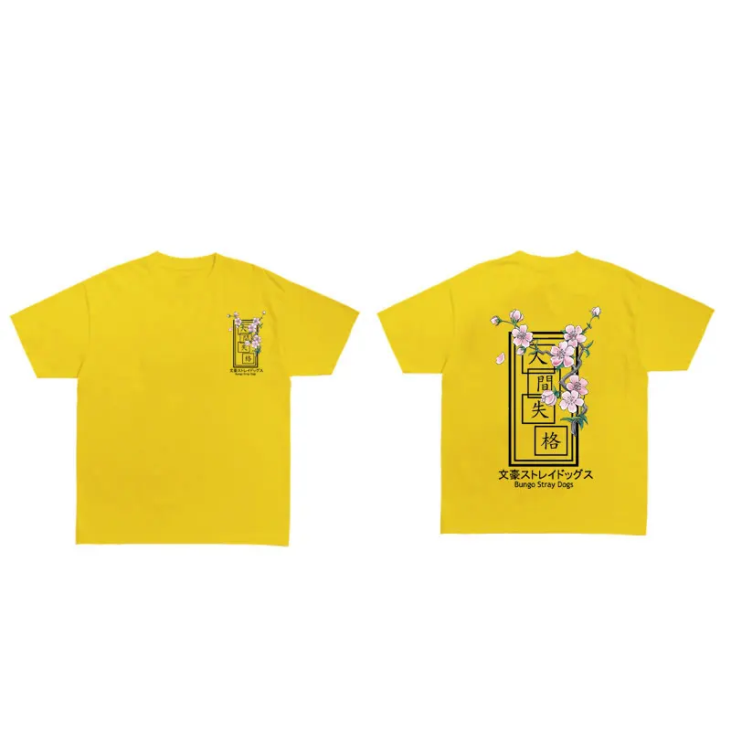 Футболка с рисунком аниме бродячие псы модная рубашка принтом вишни коротким