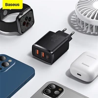 baseus 30w usb charger type c dual usb fast charging portable travel adapter pd charger for iphone 12 13 pro huawei xiaomi