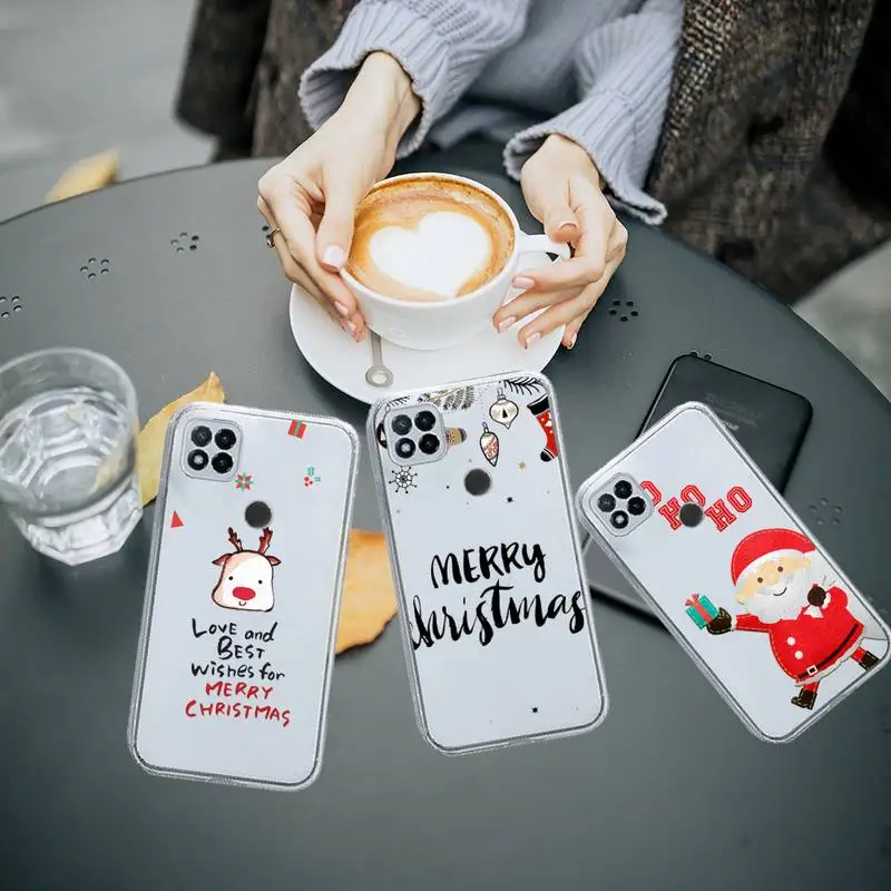 

Cartoon Christmas Santa Claus Elk Phone Case Transparent for Xiaomi redmi note 8 9 10 11 t lite pro ultra mix 4