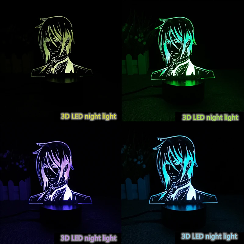 Фигурка черного Батлера из аниме Себастьян михаелис 3D светодиодный