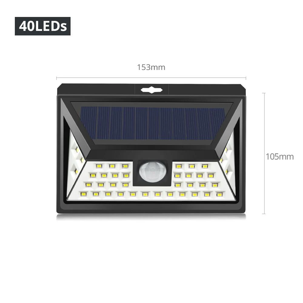 40LEDs Светодиодная уличная лампа для сада, ночник, датчик движения, Солнечный настенный светильник, детская Ночная безопасность, уличная дорожка, ярд, светильник - Испускаемый цвет: 40LEDs