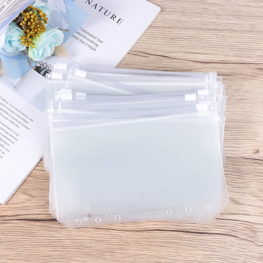 

30PCS A6 Zipper Paper Storage Bag Transparent Business Side Pocket Loose-leaf Case