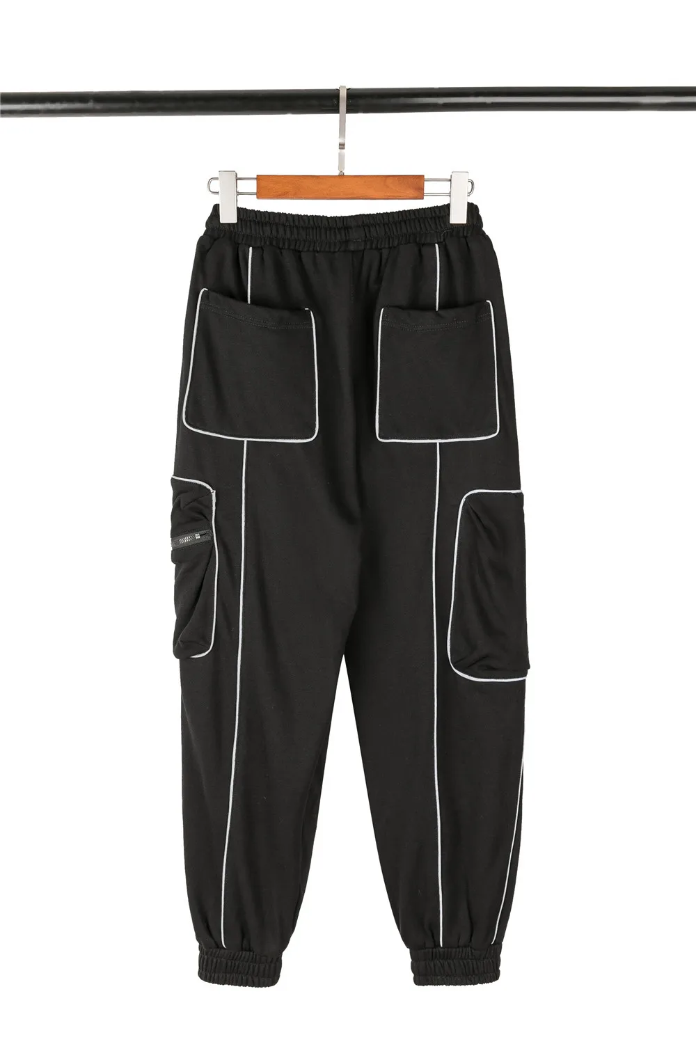 Мужские спортивные брюки на молнии повседневные Черные с боковыми карманами в