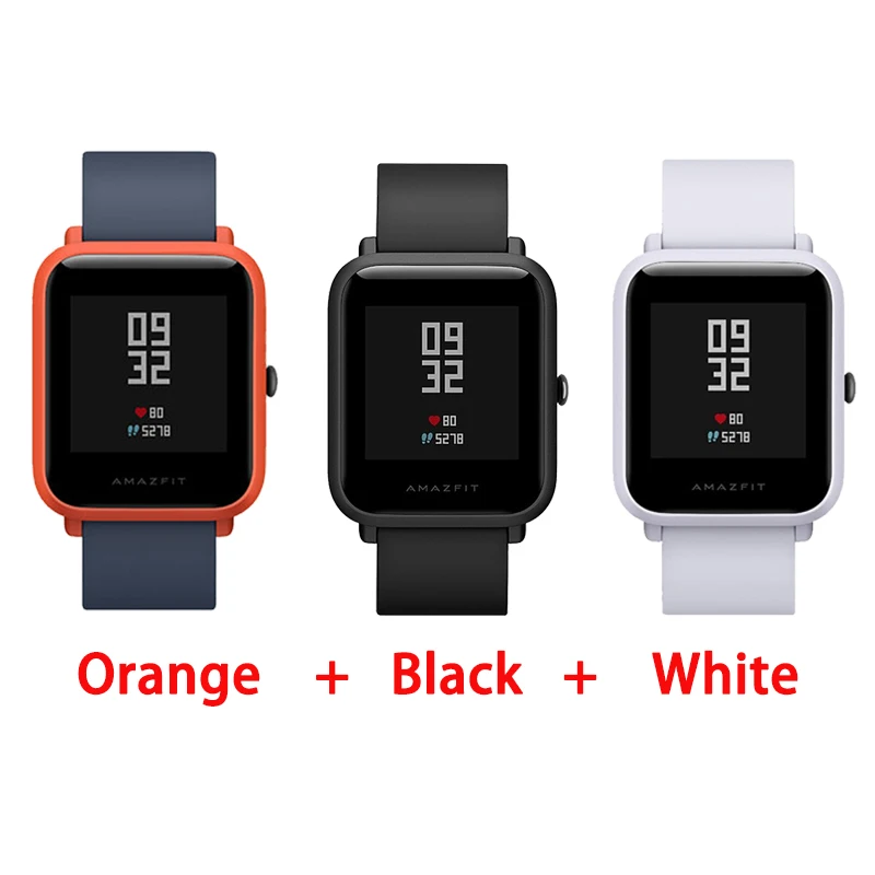 O add B add W Глобальная версия Xiaomi Huami Amazfit Bip Смарт часы сердечного ритма мониторы gps Gloness Smartwatch 45 дней в режиме ожидания для телефона MI8 IOS - Цвет: O add B add W