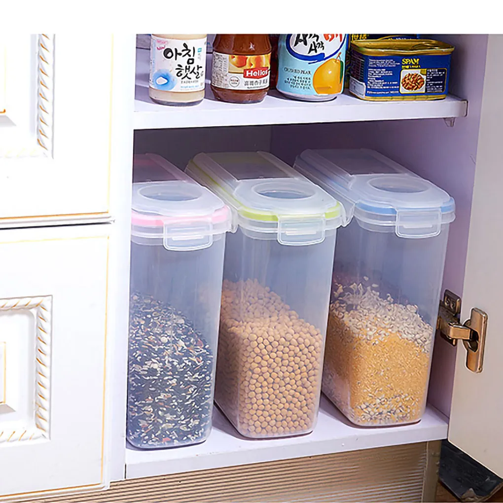 

Пластиковый контейнер для хранения хлопьев 4 л с пряжкой, герметичный дозатор сухих пищевых продуктов, коробка для хранения закусок