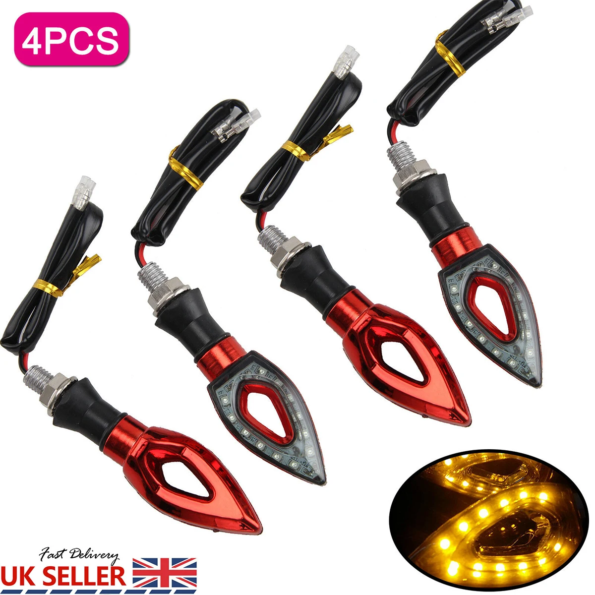 Универсальный 12В 4 шт. Янтарный светодиодный индикатор поворота мотоцикла