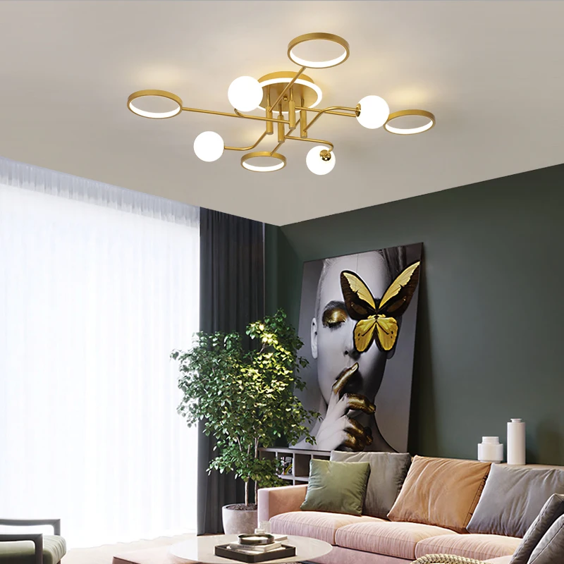 

Новый дизайн, скандинавский потолочный светильник, атмосферный светильник для гостиной, столовой, креативный потолочный светодиодный свет...