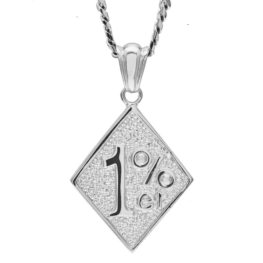 Золотой цвет Один процент 1% ER Смешная подвеска модной бижутерии Мужские кулончики Крутой сплав Байкерский кулон для мужчин Хип-хоп