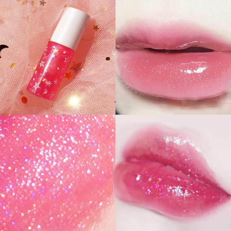 

Waterproof Jelly Lip Gloss Shimmer Clear Mirror Moisturizing Lip Gloss Shimmer Liquid Lipstick Lip Oil Lip Tint Makeup 6 Colors