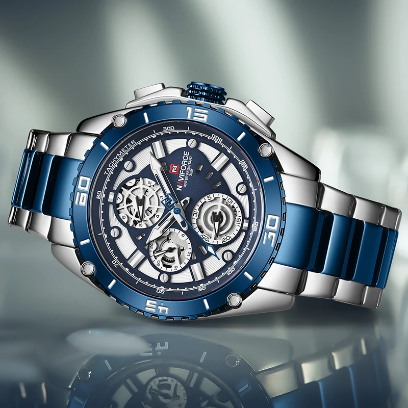 

NAVIFORCE Mens Watches with Stainless Steel Band Top Brand Luxury Men Sports Quartz Watch Calendar Male Clock Relogio Masculino