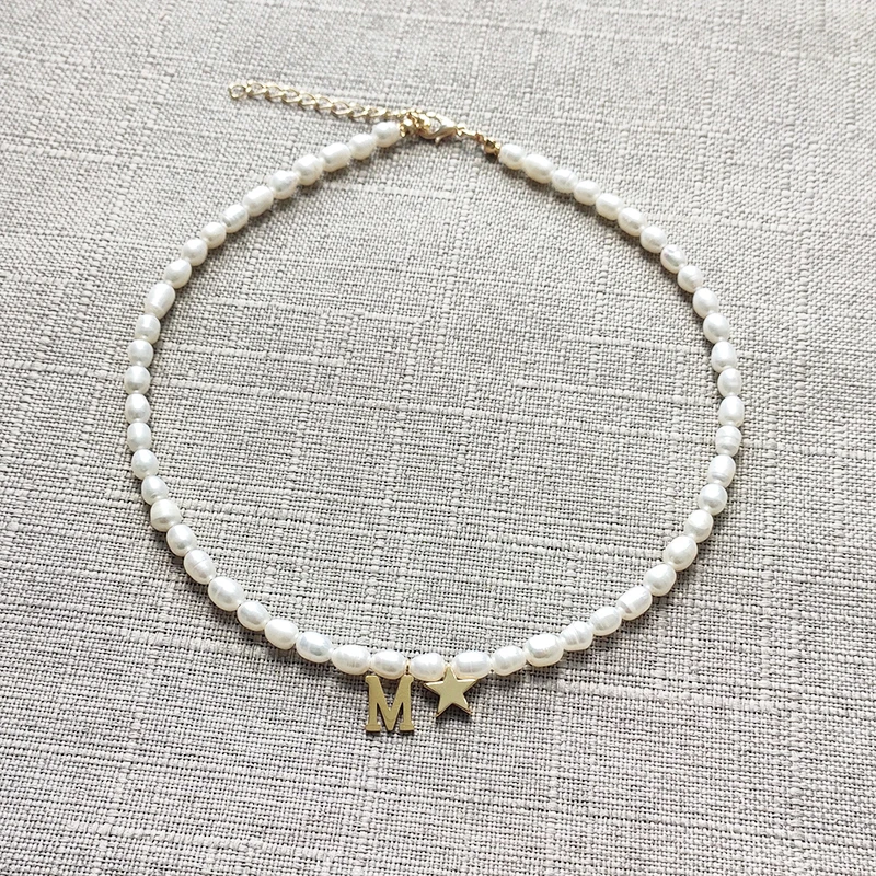 Модное простое ожерелье из натурального пресноводного жемчуга