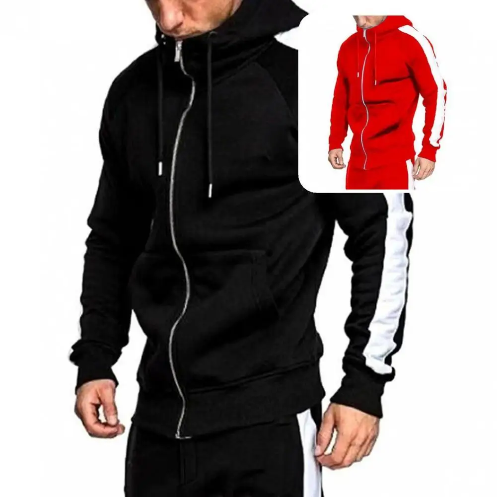 

2 Pcs/Set Pants Sets Great Leisure Men Tracksuits Big Pockets Energetic Hoodie Sets