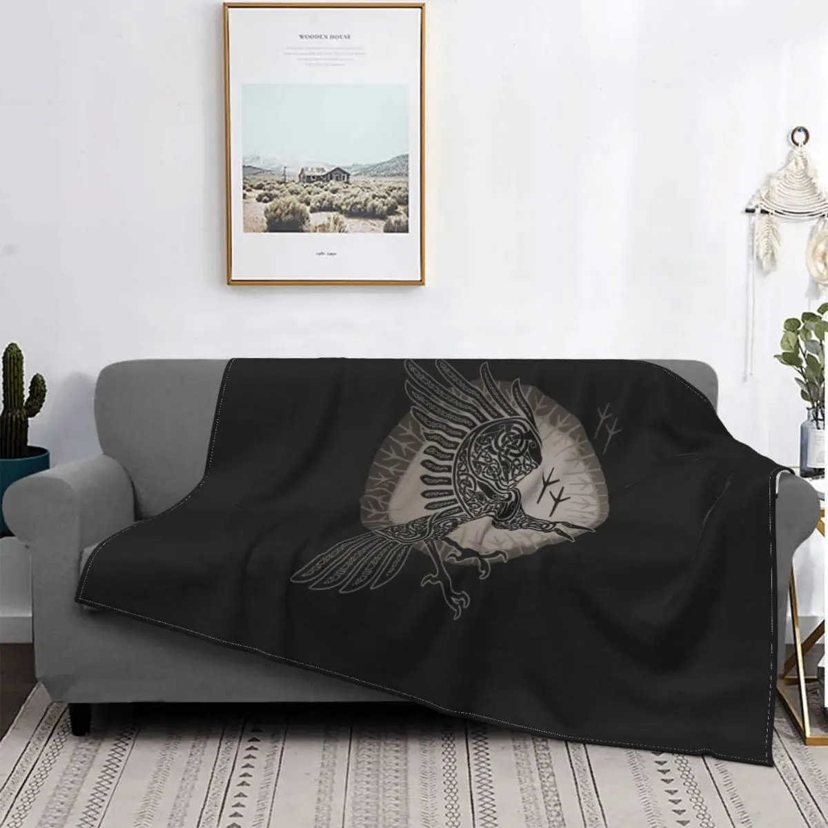 

RAVEN Blanket Viking Norse Celtic Winter Bedspread Plush Super Soft Cover Fleece Spread Bedding Sofa Bedroom Fluffy Outlet