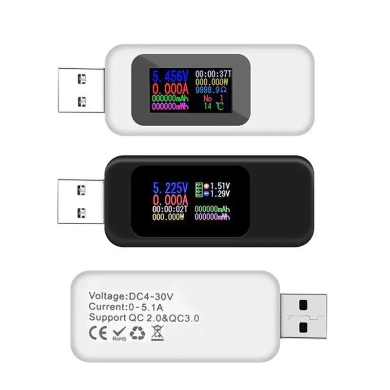 10 в 1 цифровой дисплей 4-30 в DC USB тестер Ток Напряжение зарядное устройство индикатор power Bank батарея Емкость Тестер