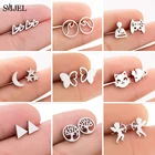 Новые серьги 2021 модные волной из нержавеющей стали круглый треугольник дерево серьги в виде мышей маленькое сердце шпильки pendientes de pajaros