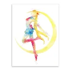 Плакат в скандинавском стиле акварель Сейлор Мун печать украшение детской комнаты детская комната мультяшное Искусство Декор холст живопись