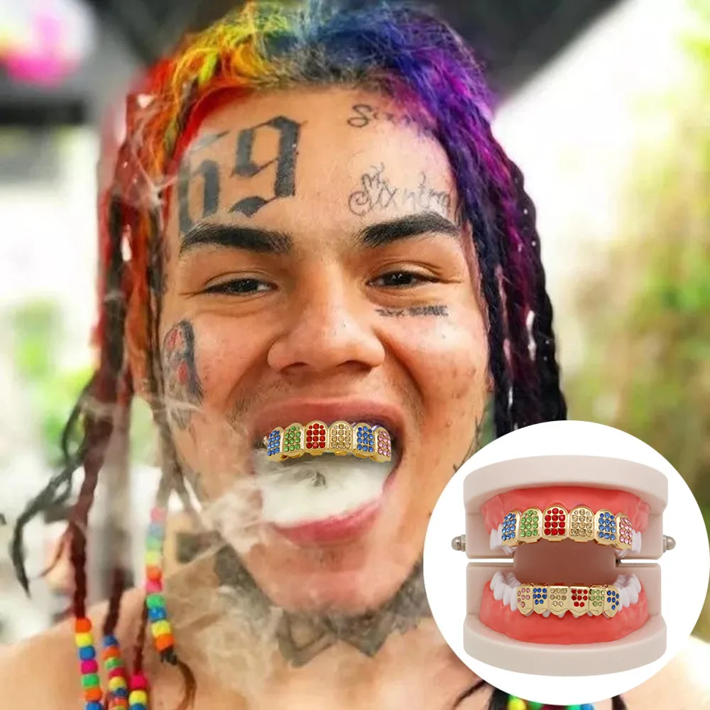 Модные вечерние брекеты в стиле хип хоп Радужный Набор для гриля медная Кепка