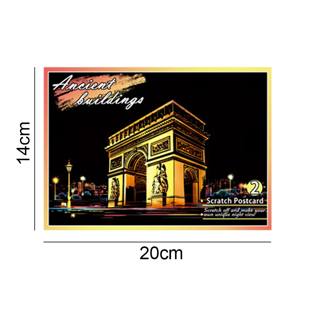 

1Set 4pcs Scraping Painting Diy Famous Building Art Doodle Puzzle Drawing Toys Scratch Art Paper Painting Paper Scraping Suit