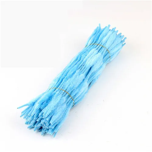 Light blue 100 шт. многоцветная волна синель стебли трубы Очистители плюшевые жестяные стебли Проводные палочки Детские Развивающие DIY ремесла поставки игрушки Craf - Цвет: Light blue