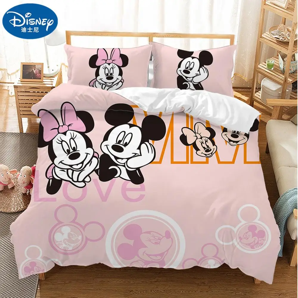 

Lovely Pink Adult/Kids Minnie Bedding Set Girls Duvet Cover Bed Sheet Cartoon Pattern Full Queen Twin PillowCase
