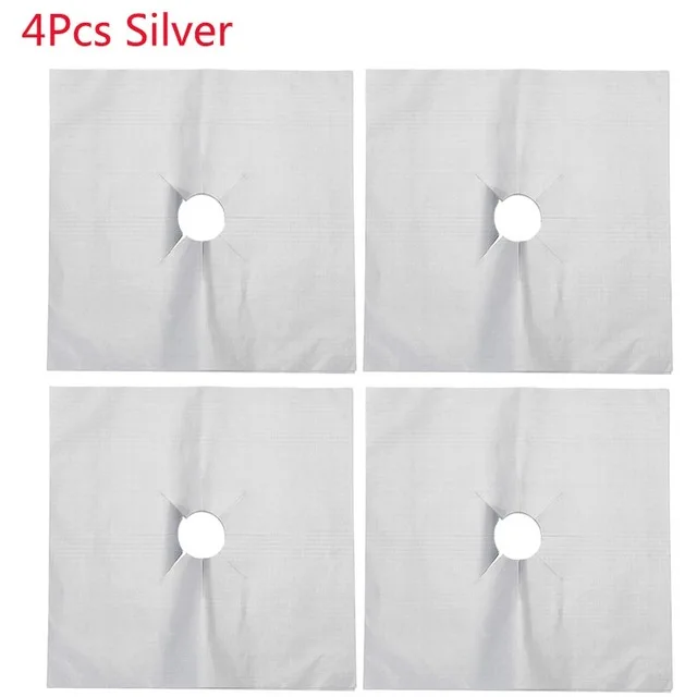 4 Pcs Silver 4 шт. защитное покрытие для газовой плиты крышка вкладыш антипригарная алюминиевая фольга мыть в посудомоечной машине Защитная Фольга кухонные аксессуары - Цвет: 4 Pcs Silver