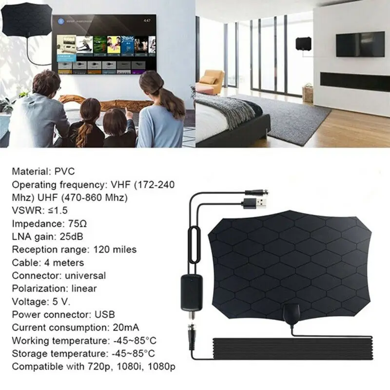

240 Miles Range TV Indoor Antenna Skywire Digital HD Amplified Digital HDTV 1080P Antenna for Life Local Channels