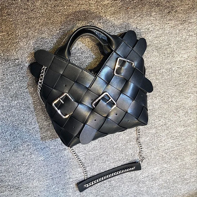 

Small Weave Bags Women New Good Quality Fashion Chain Leather Shoulder Crossbody Bag Female Summer Handbags Designer Bucket Bags
