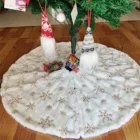Украшение для рождественской елки, белый плюшевый коврик из искусственного меха, Золотая Снежинка, рождественские украшения для дома, домашний декор, украшение для семейвечерние