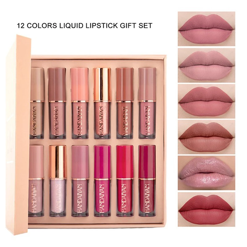 

12Pcs/Box Matte Liquid Lipstick + High Shine Transparent Clear Lip Gloss Makeup