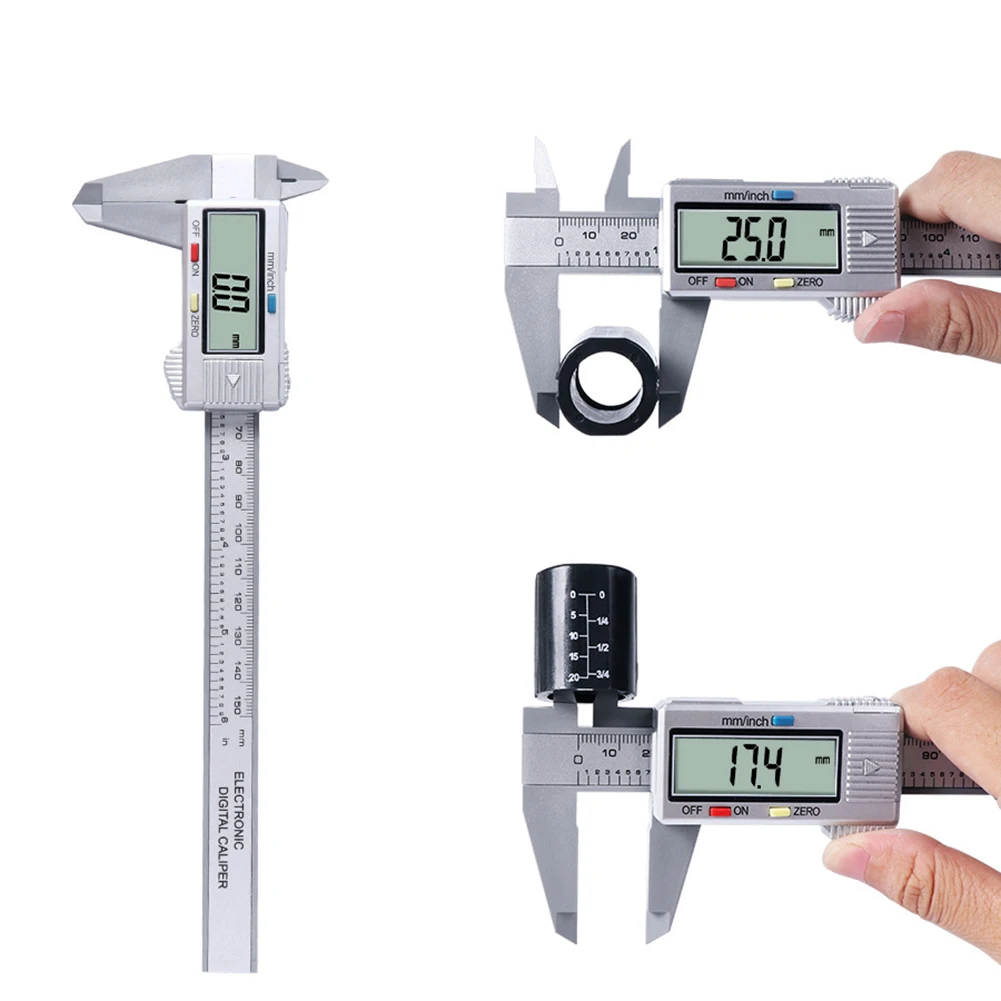 

New Digital Vernier Calipers measure 150mm 6inch LCD Electronic Carbon Fiber Gauge height measuring instruments micrometer