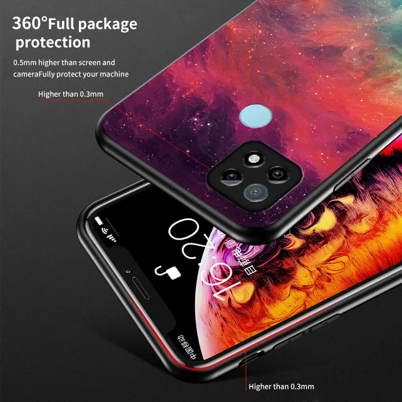 painted glass phone case for oppo realme c21 c17 c15 v11 6pro x50pro xt realme23567i protective case starry sky luxury tpu funda free global shipping