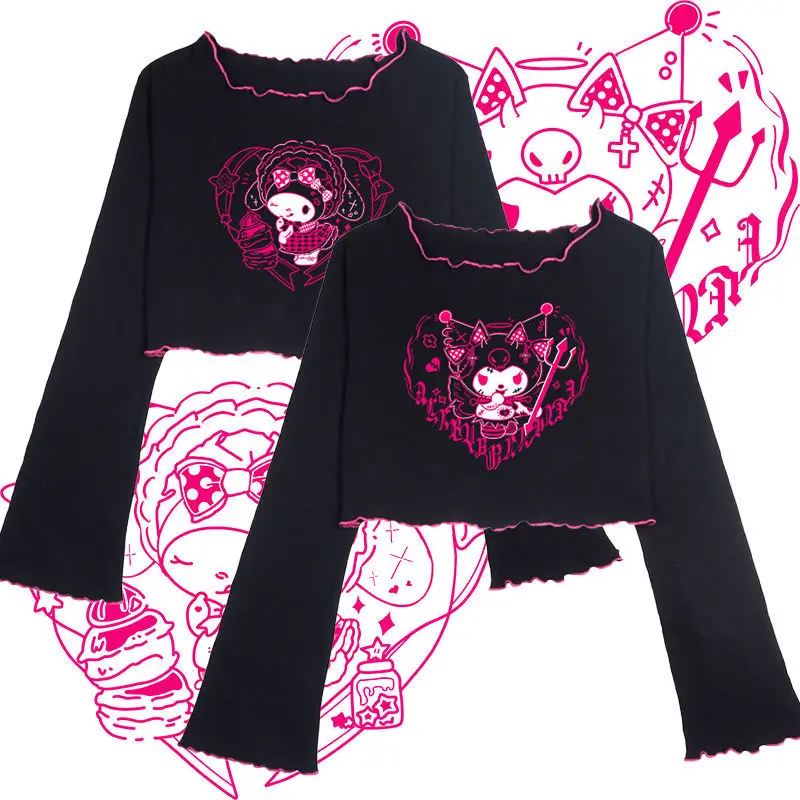 Милая летняя одежда kawaii Корейская рубашка с героями мультфильмов короткая