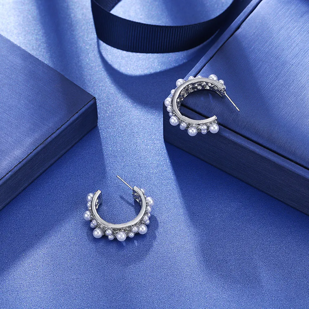 Новые модные серьги HanCheng с жемчугом неправильный заказ круглые гвоздики для