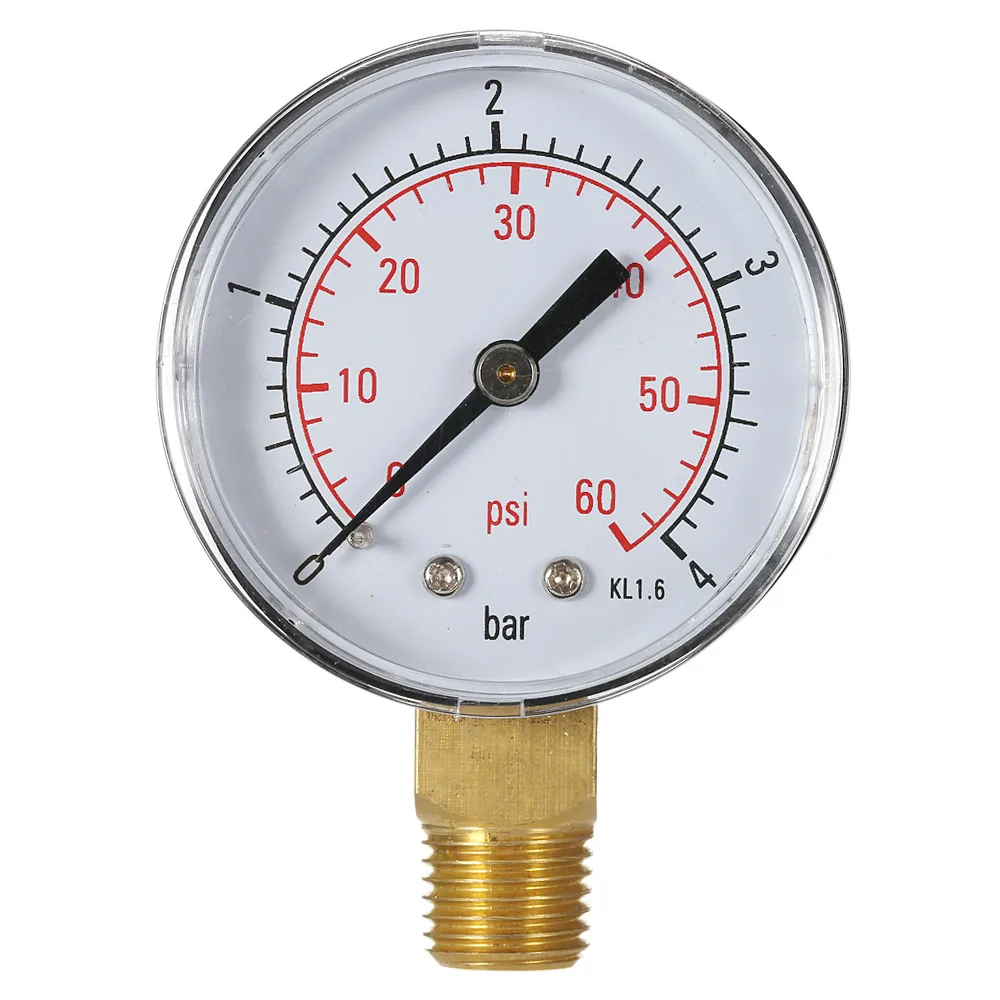 Manómetro hidráulico con filtro para piscina, medidor de presión de agua, 50mm, 0 ~ 60psi, 0 ~ 4bar, rosca NPT de 1/4