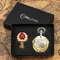 gold metal pocket watch brooch necklace gift set for men fashion mens and womens watch accessories