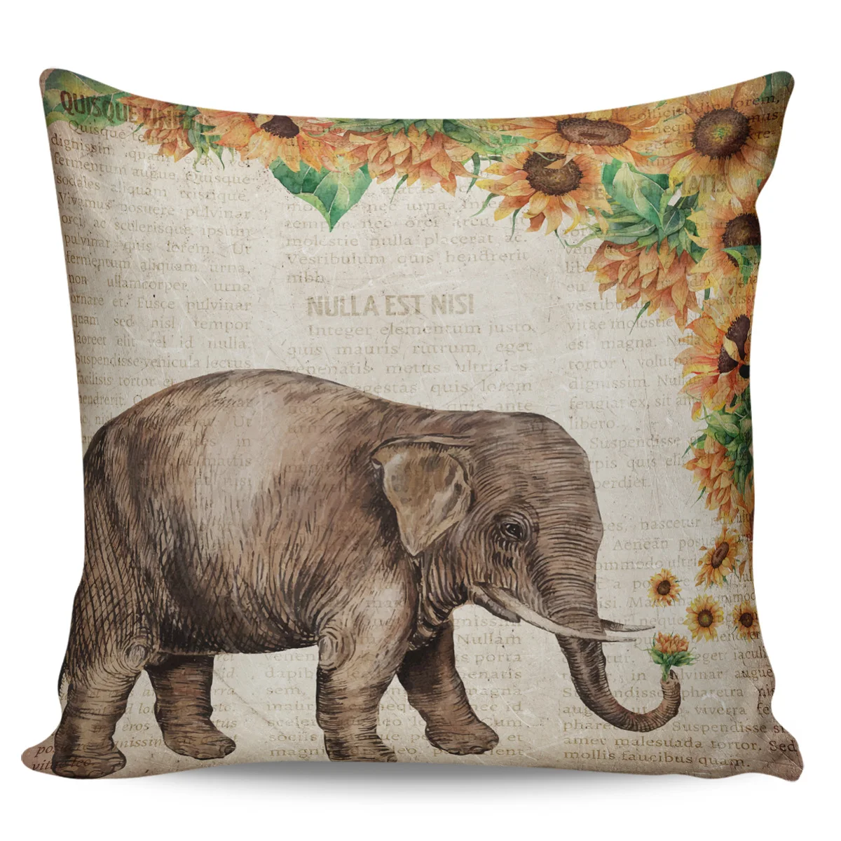 Подсолнухи слон животные наволочка с принтом декоративная для подушки домашний