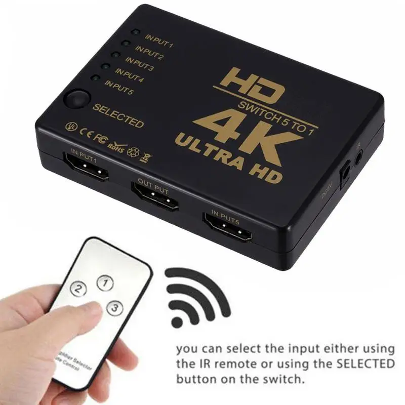 5 Порты и разъёмы совместимому с HDMI переключатель 3D 1080p 4k Селектор сплиттер 1