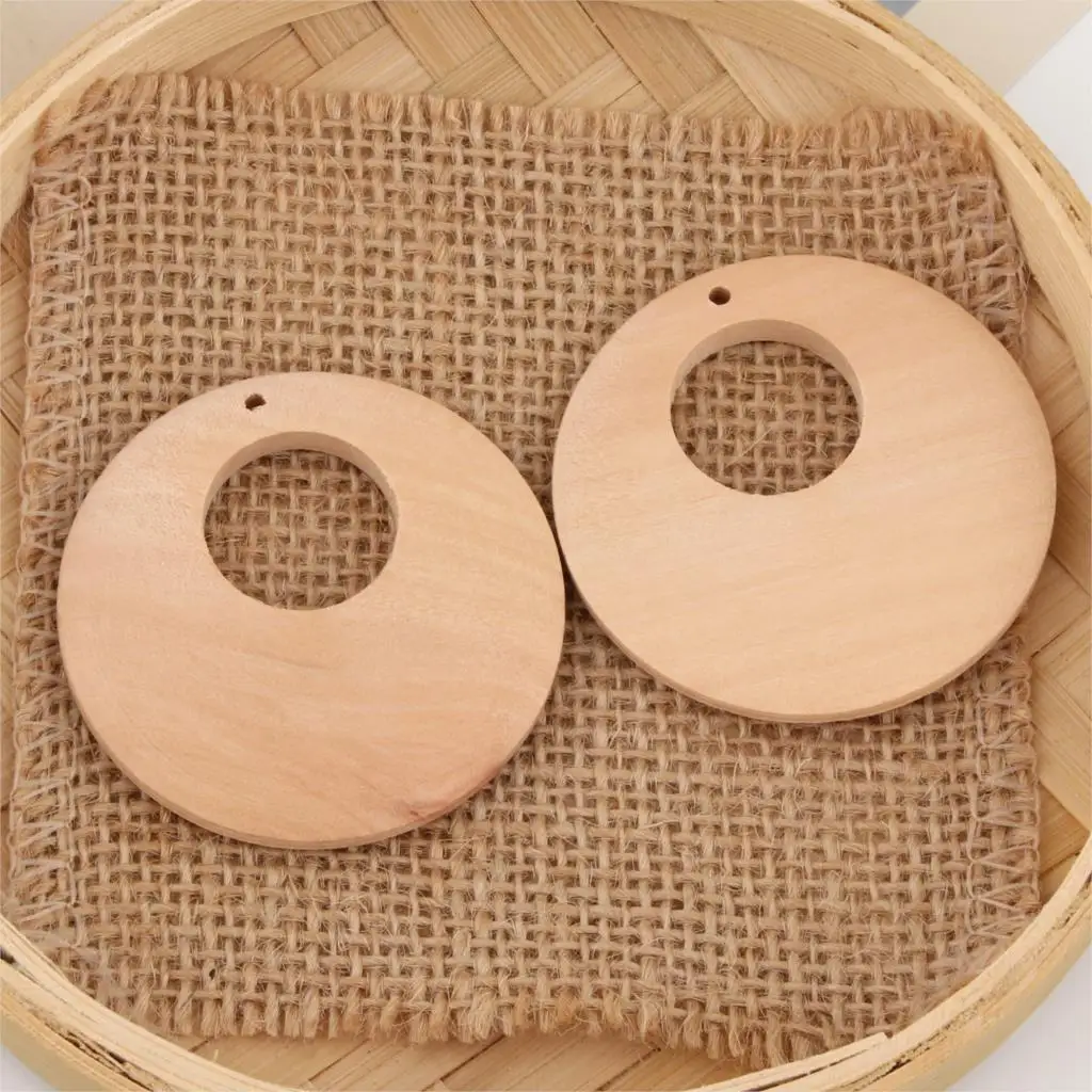 Необработанные круглые подвески из натурального дерева с большим отверстием 20