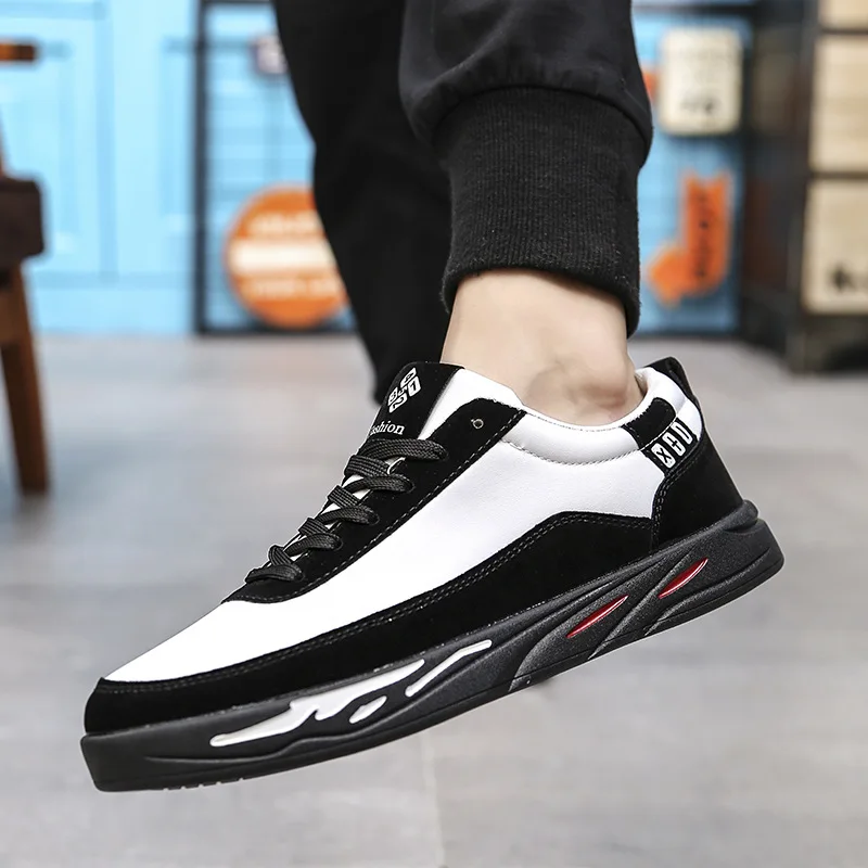 

New Fashion Men Sneakers for Men Casual Shoes Breathable Lace up Mens Casual Shoes Autumn PU Leather Shoes Men chaussure homme