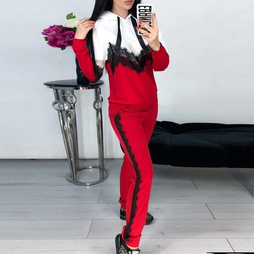 Спортивный костюм женский кружевной комплект из 2 предметов толстовка с